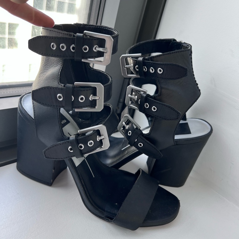 Dolce Vita Black Buckle Heels 6.5